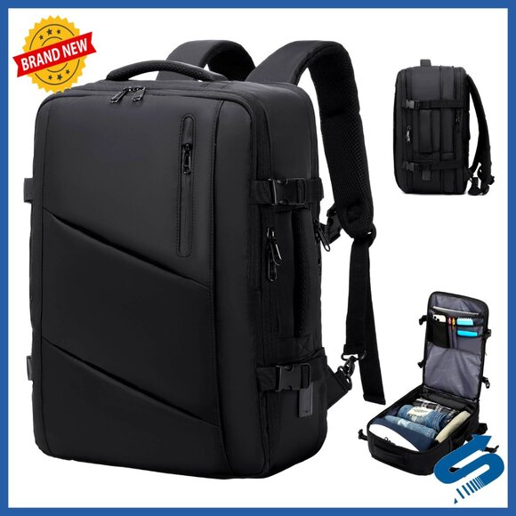 Extra Large Expandable Travel Backpack USB Type-C Charging Water Resistant
